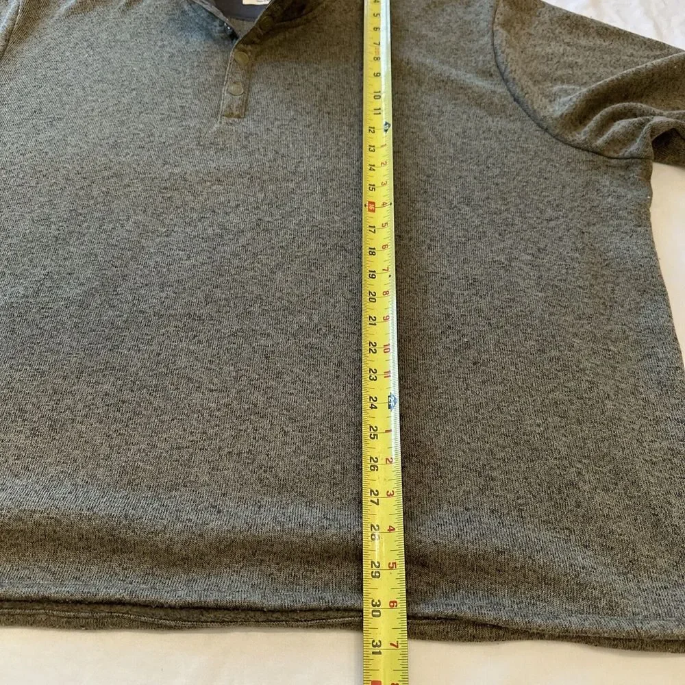 Wrangler Men Knit‎ Pullover Fleece 4XL Henley 1/4 Snap Green Sweatshirt Fish J16